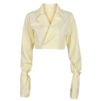 Polyester Frauen Langarm Shirt, Patchwork, Solide,  Stück