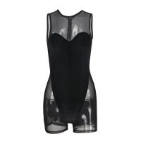 Polyester Slim Women Romper see through look patchwork Solid PC