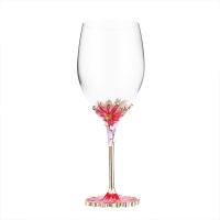 Aleación de aluminio & Vaso de cristal & Diamante de imitación Copa de vino, esmalte, rojo,  trozo