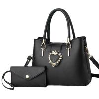 PU Leather Bag Suit attached with hanging strap & two piece Solid Set