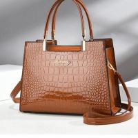 PU Leather Printed Handbag attached with hanging strap crocodile grain PC