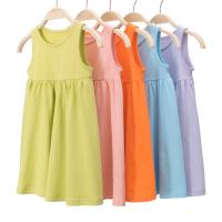 Cotton A-line Girl One-piece Dress Solid PC
