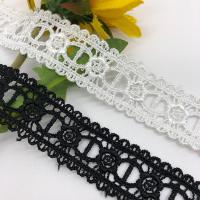 Polyester Yarns DIY Lace Embroidered Lace  embroidered white and black Yard