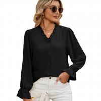 Polyester stringy selvedge & Slim Women Long Sleeve Blouses Solid PC