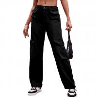 Rayon Middle Waist Women Long Trousers & with pocket patchwork Solid PC