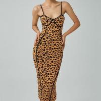 Polyester One-piece Dress mid-long style leopard PC