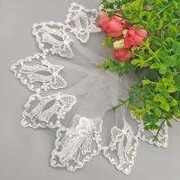 Polyester Yarns DIY Lace Embroidered Lace transparent embroidered bowknot pattern white Yard