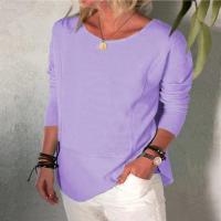 Baumwolle Frauen Langarm T-shirt, Patchwork, Solide, mehr Farben zur Auswahl,  Stück