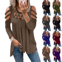 Cotton Women Long Sleeve T-shirt slimming patchwork Solid PC