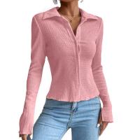 Polyester Slim Women Long Sleeve Blouses patchwork Solid PC