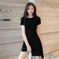 Polyester Slim One-piece Dress patchwork Solid PC