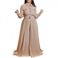 Polyester Plus Size & High Waist Long Jumpsuit & with belt & loose Solid PC