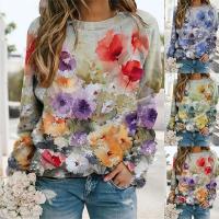 Polyester Plus Size Women Sweatshirts & loose printed floral PC