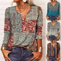 Polyester Plus Size Women Long Sleeve T-shirt & loose printed Others PC