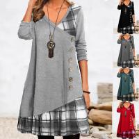 Cotton Plus Size Autumn and Winter Dress & loose printed plaid PC