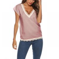 シフォン 女性半袖Tシャツ パッチワーク 単色 選択のためのより多くの色 一つ
