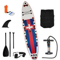 PVC Inflatable Surfboard durable & portable EVA printed Cross red and blue PC