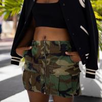 Cotton Slim Package Hip Skirt printed camouflage PC