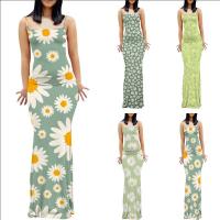 Polyester Slim Sexy Package Hip Dresses backless printed PC