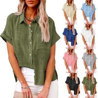 Polyester Frauen Kurzarm Shirt, Patchwork, Solide, mehr Farben zur Auswahl,  Stück