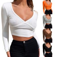 Polyester Slim & Crop Top Women Long Sleeve Blouses patchwork Solid PC