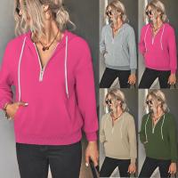 Polyester Women Sweatshirts & loose patchwork Solid PC
