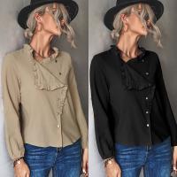 Polyester Slim Women Long Sleeve Shirt patchwork Solid PC