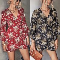 Polyester Waist-controlled & Slim & High Waist One-piece Dress printed shivering PC