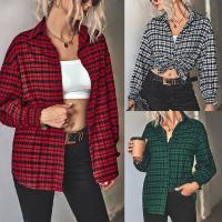 Polyester Frauen Langarm Shirt, Gedruckt, Plaid, mehr Farben zur Auswahl,  Stück