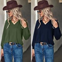 Polyester Vrouwen lange mouw T-shirt Lappendeken Solide meer kleuren naar keuze stuk