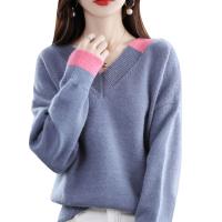 Wool Women Sweater loose & thermal knitted Solid gray PC