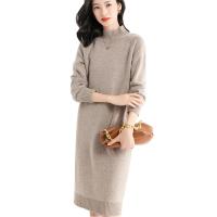 Wool Slim Sweater Dress knitted Solid PC