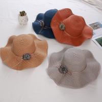 Straw Sun Protection Straw Hat anti ultraviolet & sun protection & with rhinestone floral PC