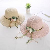 Straw foldable Sun Protection Straw Hat anti ultraviolet & sun protection floral PC