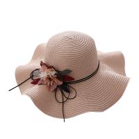 Straw Sun Protection Straw Hat with bowknot & sun protection floral PC