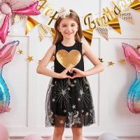 Sequin & Cotton Princess Girl One-piece Dress embroidered heart pattern PC