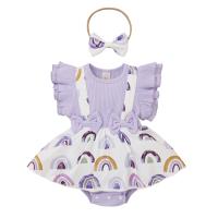 Polyester & Cotton Baby Clothes Set & two piece headband & teddy printed Set