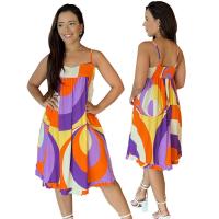 Polyester One-piece Dress mid-long style & flexible & backless & loose printed geometric PC