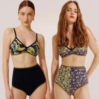 Polyester High Waist Bikini flexible & double-sided & two piece printed shivering Set
