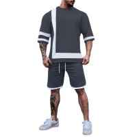 Polyester Men Casual Set & two piece & loose short pants & short sleeve T-shirts Set