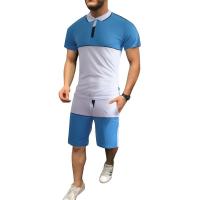 Polyester Men Casual Set & two piece short pants & short sleeve T-shirts Set