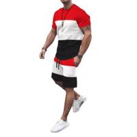 Polyester Plus Size Men Casual Set & two piece short pants & short sleeve T-shirts Set