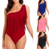 Polyester One-piece Swimsuit & skinny style & One Shoulder Solid PC
