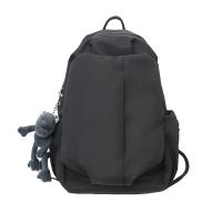 Nylon Backpack with hanging ornament & large capacity & soft surface Solid PC