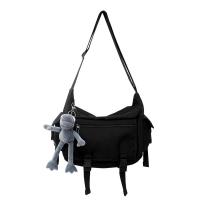 Canvas Crossbody Bag with hanging ornament & large capacity & soft surface Solid PC