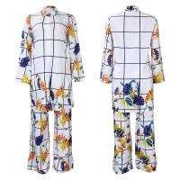Polyester Plus Size Women Casual Set & two piece & loose Long Trousers & top printed Plant Set