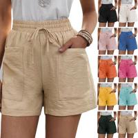 Linen & Polyester Plus Size Shorts & loose Solid PC