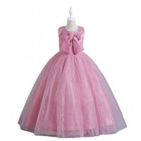 Polyester Ball Gown Girl One-piece Dress with bowknot Solid PC