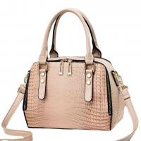 PU Leather Handbag large capacity & soft surface & attached with hanging strap crocodile grain PC