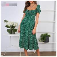 ポリエチレン繊維-エチレン ワンピースドレス 印刷 震え 緑 一つ